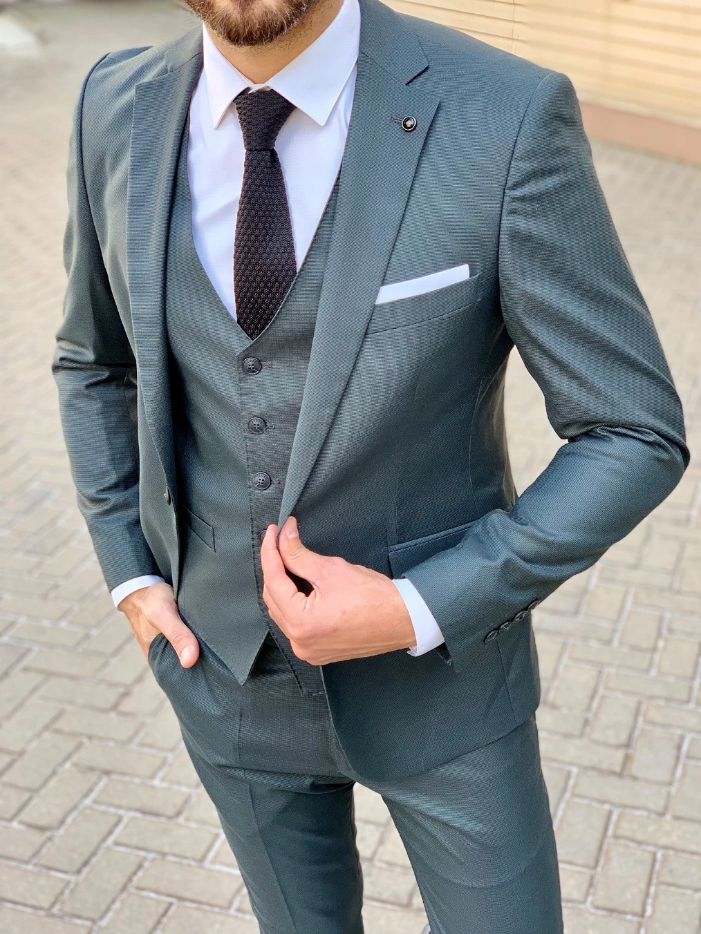 Tailor Made Elegant Men's Suits Notch Lapel Design Wedding Tuxedo ...