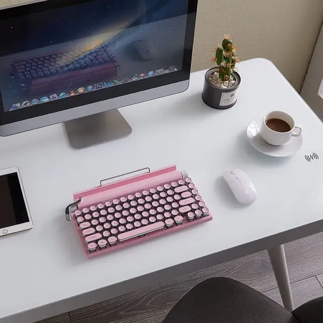 Teclado de máquina de escribir Retro, inalámbrico, Bluetooth 5,0, conexión  multidispositivos para iPad/Mac/PC/portátil, USB-C actualizado - AliExpress