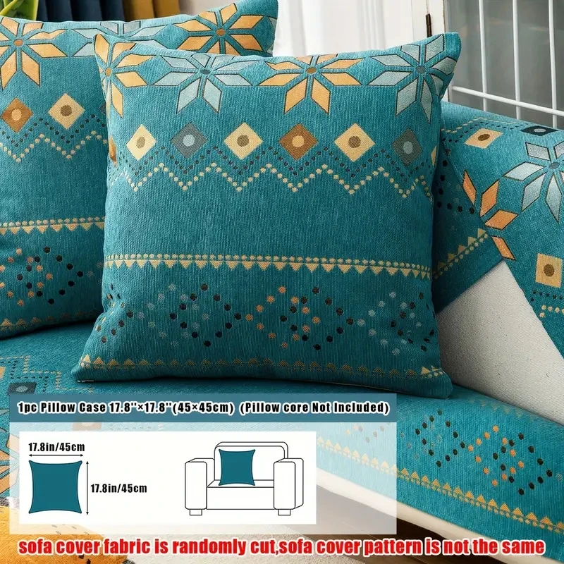 Pet Friendly Bohemian Chenille Sofa Cover Geometric Embroidered Thick Plush Sofa Protector Cover Non Slip Couch Covers 5