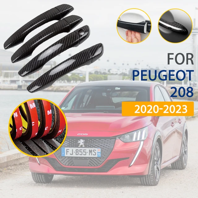 Schwarz Farbe Carbon Faser Türgriff Abdeckung Trim Set für Peugeot