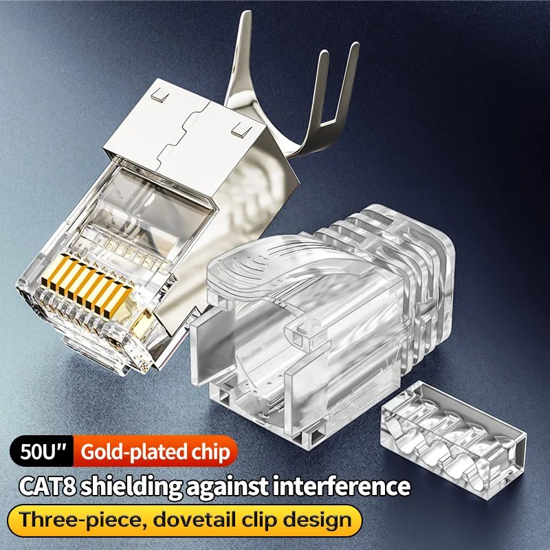 

CNCOB CAT8 CAT7 CAT6A RJ45 разъем 50U RJ 45 Ethernet Кабельная вилка сеть SFTP FTP Экранированный отверстие 1,6 мм