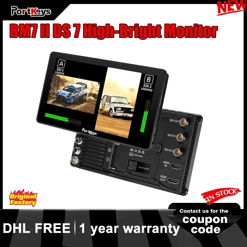 Portkeys BM7 II DS Monitor Dslr WiFi Bluetooth Wired Control BMPCC KOMODO for SONY DSMC2 DSMC3 2000nit 7 Inch Portable Monitor