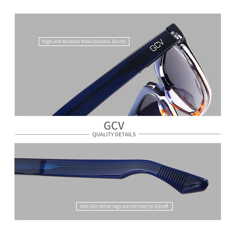 Women Sunglasses GCV Brand Acetate Fashion Women Sunglasses Designer Retro Rectangle Sun Glasses Female Vintage Square Eyewear