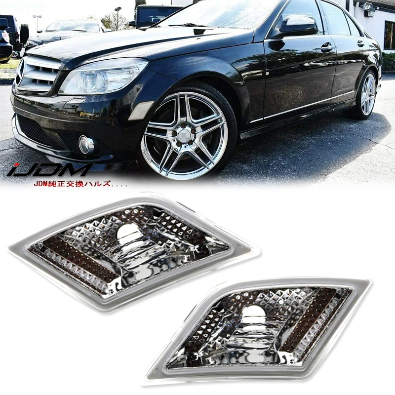 Amber Lens Front Side Marker Housings For 2008-2011 Mercedes W204 C-Class (Pre-LCI)