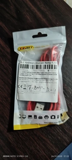 NNBILI 120W Fast Charging USB to Type-C Cable, Nylon Braided, 90 ° Bend Design, Suitable for High Speed Charging of Huawei oppo photo review