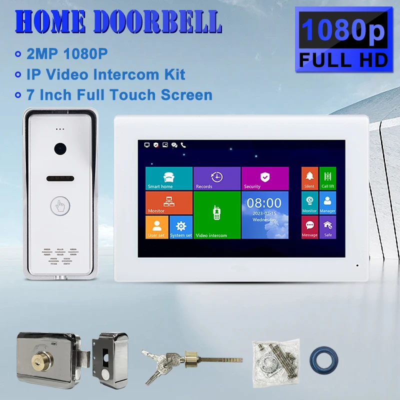 

7 inch Monitor HD Camera Netcable Video Door Phone Doorbell Intercom System IR Night Vision Wired Doorbell Camera