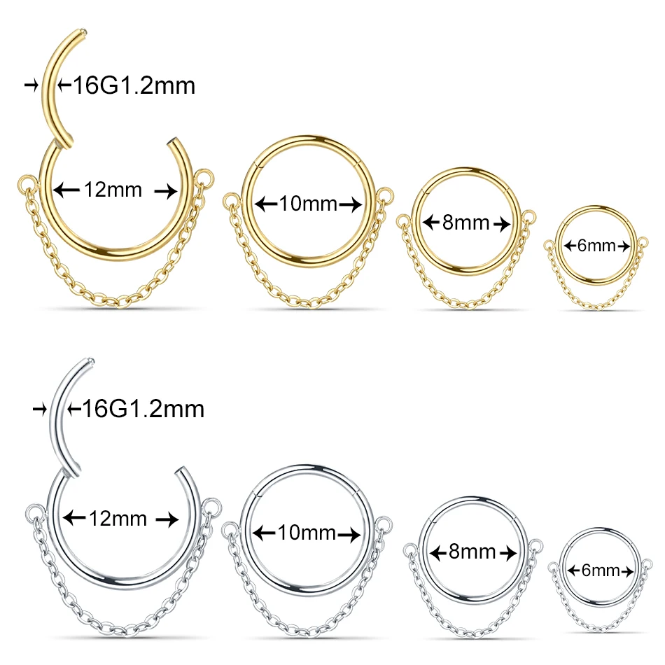 Anello Clicker Per Naso In Oro 14 Carati, Anello Per Setto - Foto 4