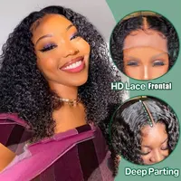 Perruques Lace Front 13x4 en cheveux humains, styles Kinky Curly, Jerry Curly et bouclés, avec dentelle transparente 2