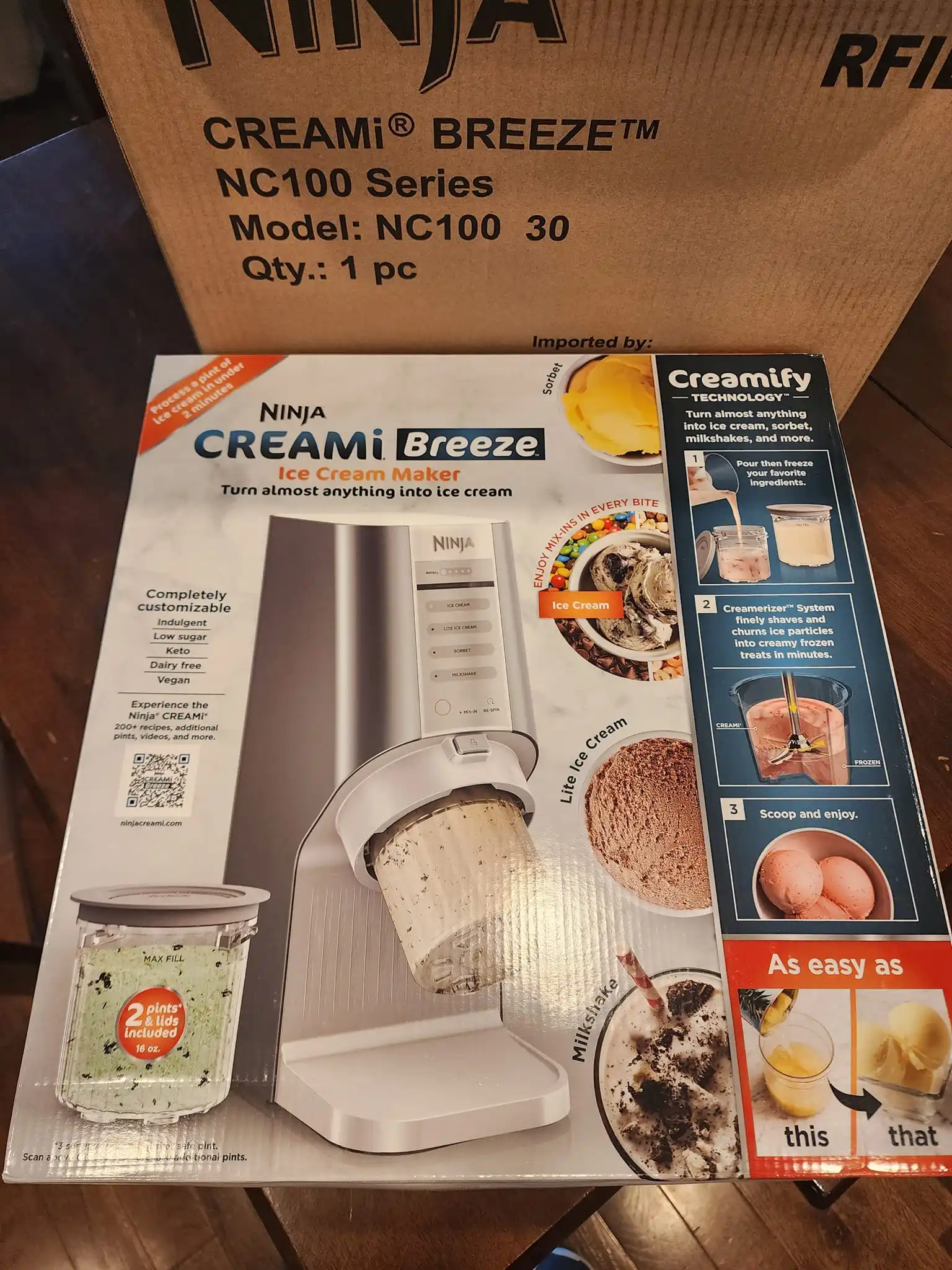 Ninja CREAMi Breeze 5 in 1 Ice Cream and Frozen Treat Maker - NC100 NEW  MODEL