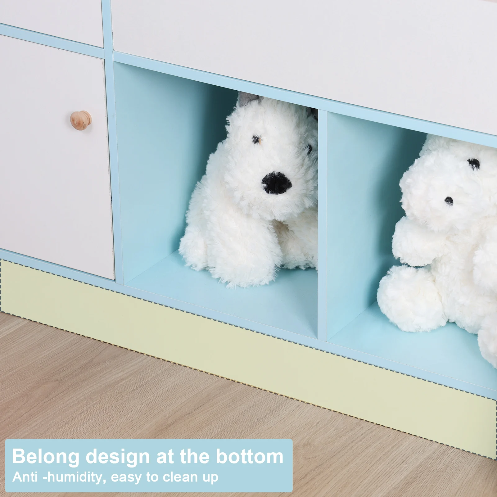 Children's Bookshelf Multifunction Bookcase with 4-Tiers Book Slots 2 Drawers Kids Bookcase Display Stand Toy Storage Organizer 4