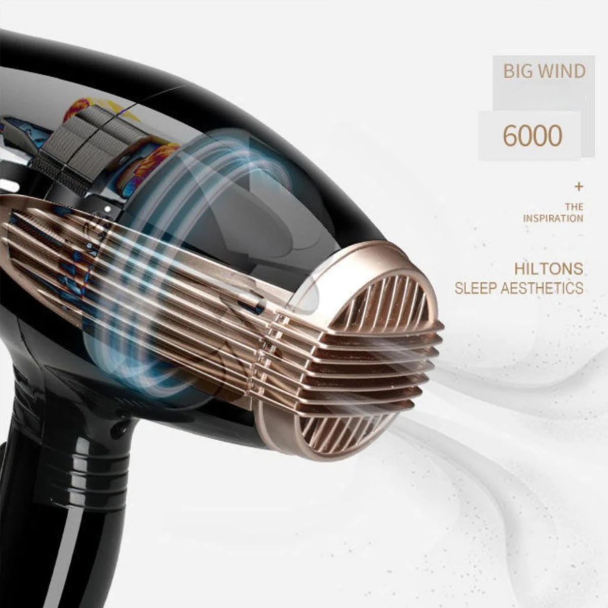 110V Professional Hair Dryer 6000W Curler Black ion Silent Voltage 110V