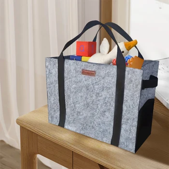 Grocery Bag Felt Tote Shopping Bag Large Reusable Tool Storage Bag Collapsible Utility Tote Handbag for Picnic Beach Pool Travel 2