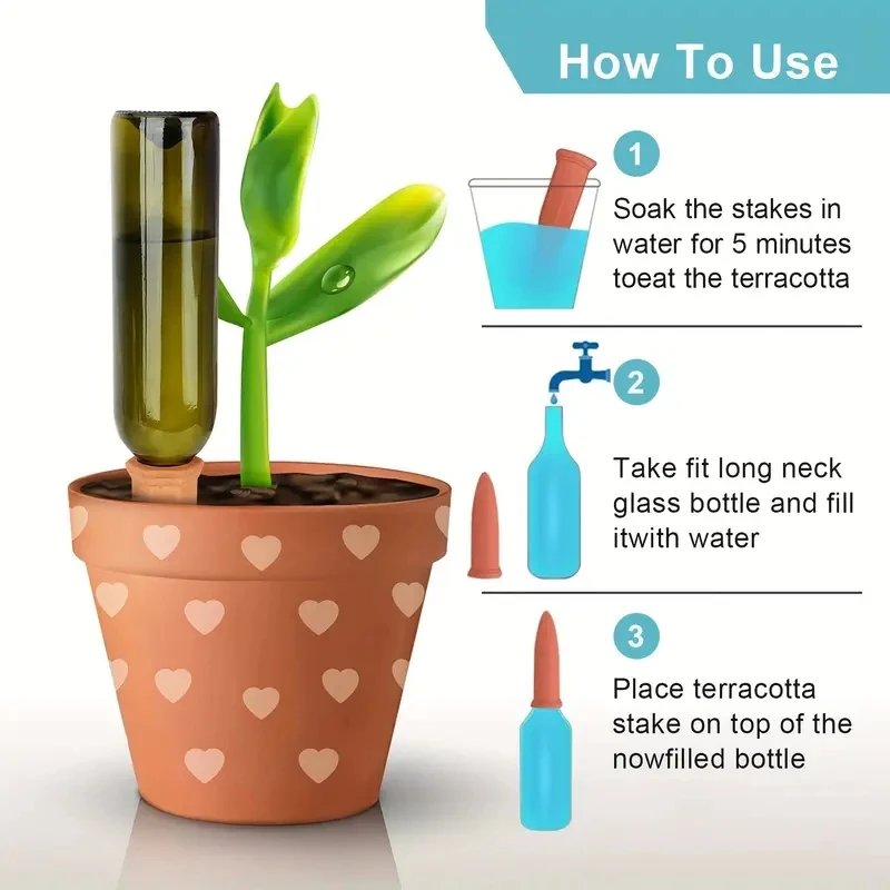 3PCS Automatic Drip Irrigation System Self Watering Spike Ceramic for Flower Plants Greenhouse Garden Auto Water Dripper Device 2
