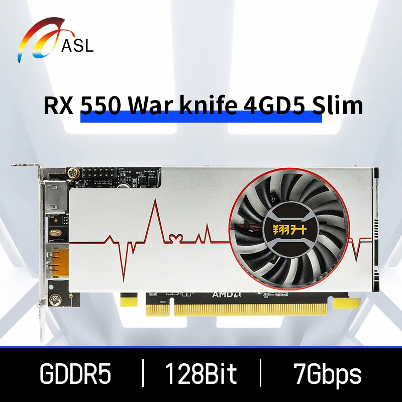 ASL-RX550 Placa gráfica para computador PC, placa de vídeo, GDDR5, Radeon RX 550, GPU, 4GB, 128Bit, jogos, placa de vídeo