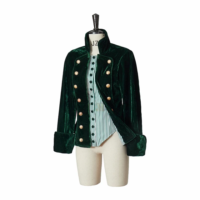 Steampunk Military Jacket in Bottle Green Wool