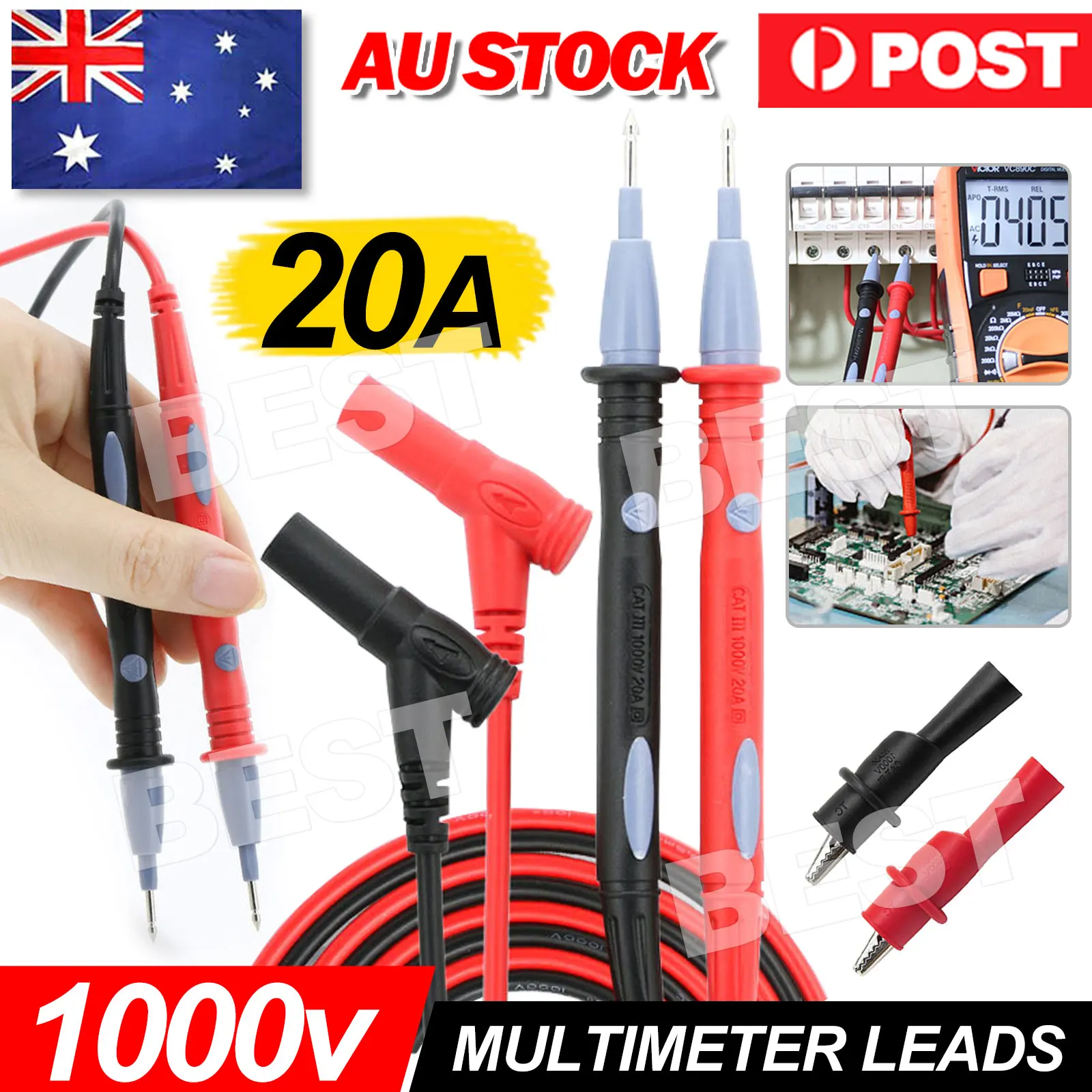 New 1000V 20A Digital Multimeter Multi Meter Test Lead Probe Pen Cable 1pair