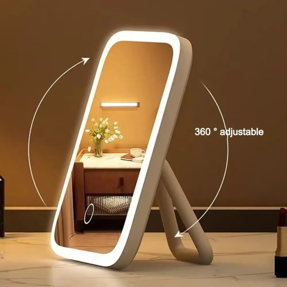 LED Smart Student Dormitory Desktop Fill Light Small Mirror, Makeup Mirror With Light,Girls Bedroom Dressing Table Mirro