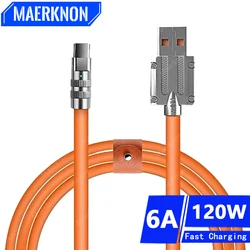 120W Type C Cable 6A USB C Cable Liquid Silicone Fast Charging Cable Supports Data Transfer for Samsung S22 S23 Ultra LG Xiaomi