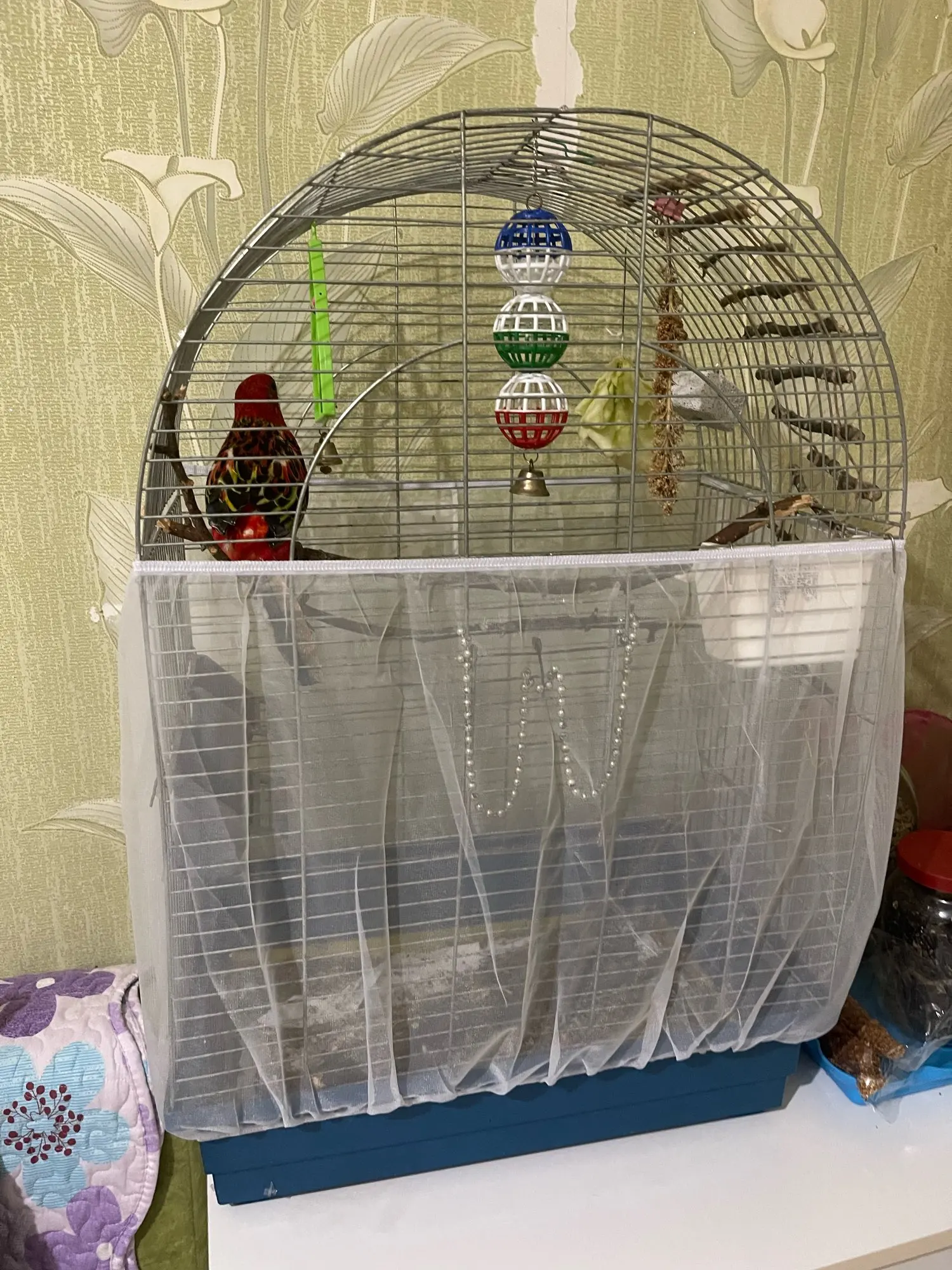 Cage Care, Stretchy Mesh Bird Cage Cover for Easy Cleaning and Guarding photo review