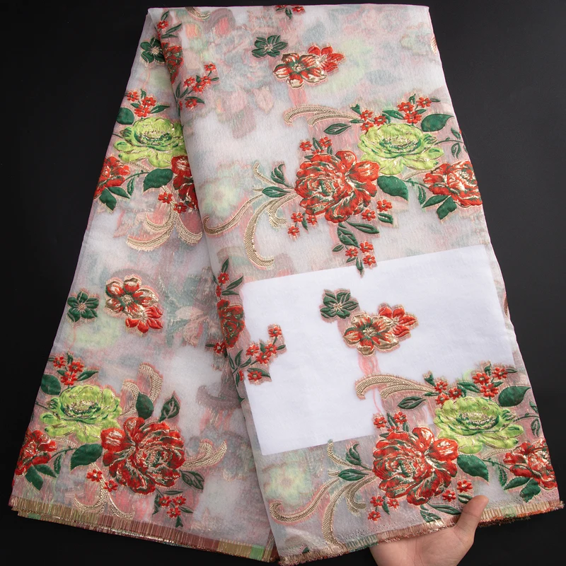 SJD-tela de encaje Jacquard brocado para costura de vestidos de