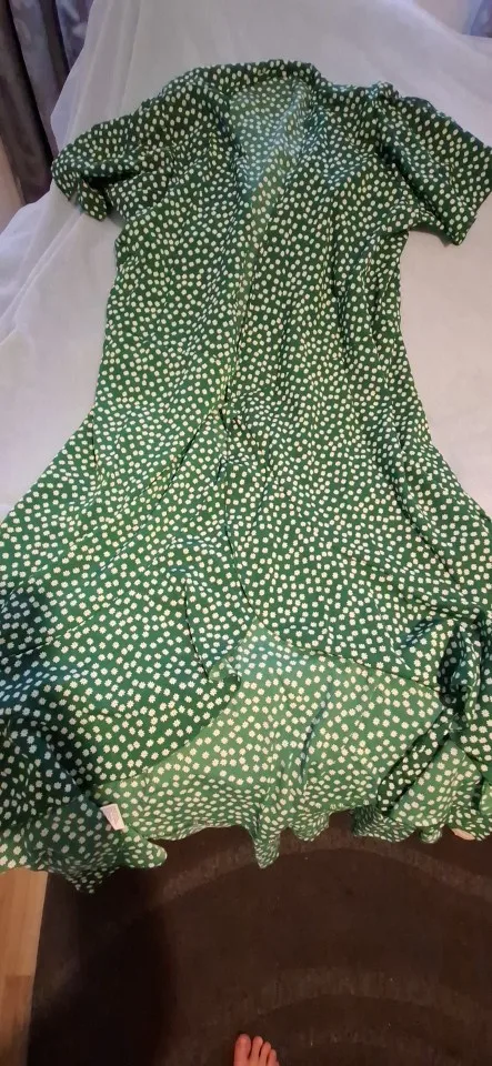 Summer Beach Maxi Dress Women Floral Print Boho Long Chiffon Dress Ruffles Wrap Casual V-Neck Split Sexy Party Dress Robe Femme photo review