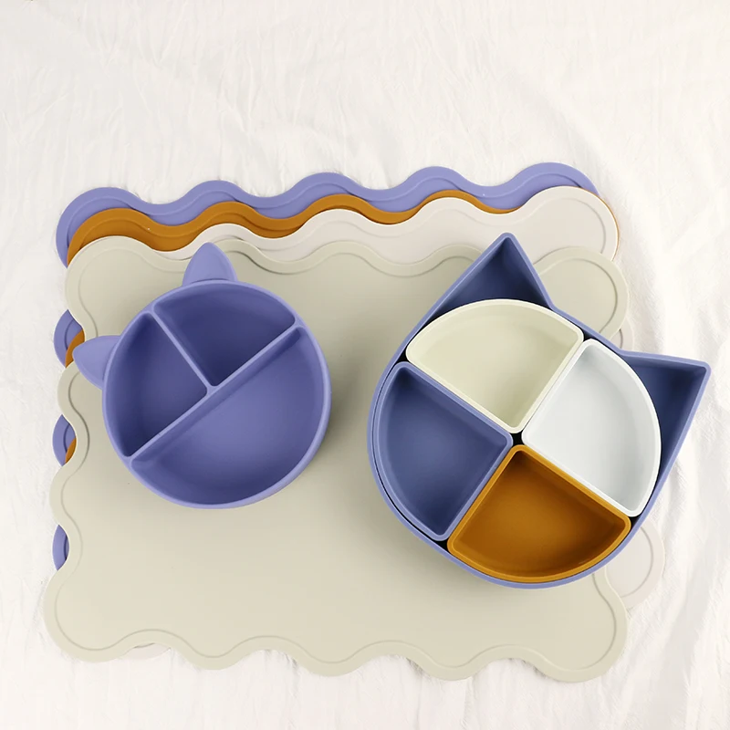 High Quality Anti-slip Soft Non-toxic BAP Free Safe Silicone Placemat Baby Tableware Mat
