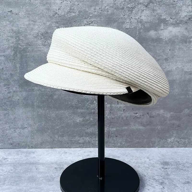 Women Summer Hats Newsboy Cap Ladies Straw Hat Sloping Brim Visor Cap Cabbie Beret Girls Paperboy