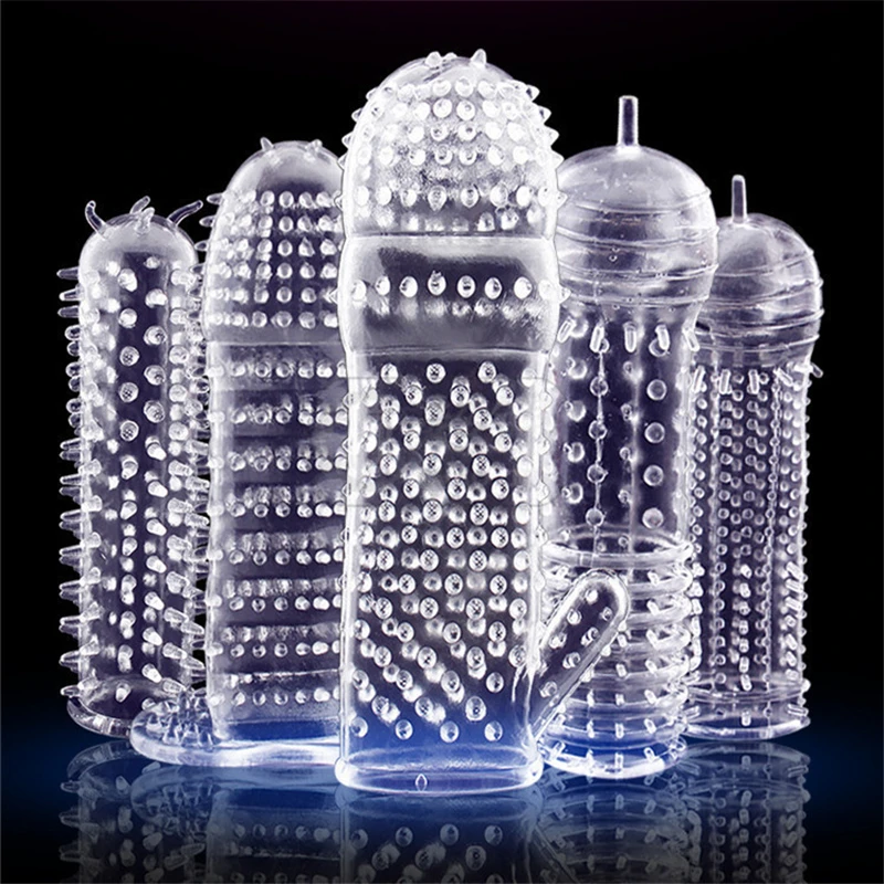 Penis Sleeve Reusable Condoms Sex Toys Men Delay Ejaculation G Spot Stimulation Safer Contraception Cock Ring Extender
