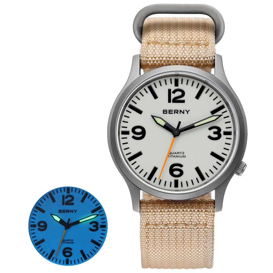 男性用ベルニーチタン時計、サファイアフィールドスポーツ