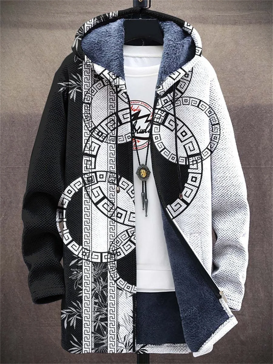 Men's jacket warm sports coat zipper shirt winter ski street casual 2023 new warm fashion retro graffiti outdoor trendy jacket