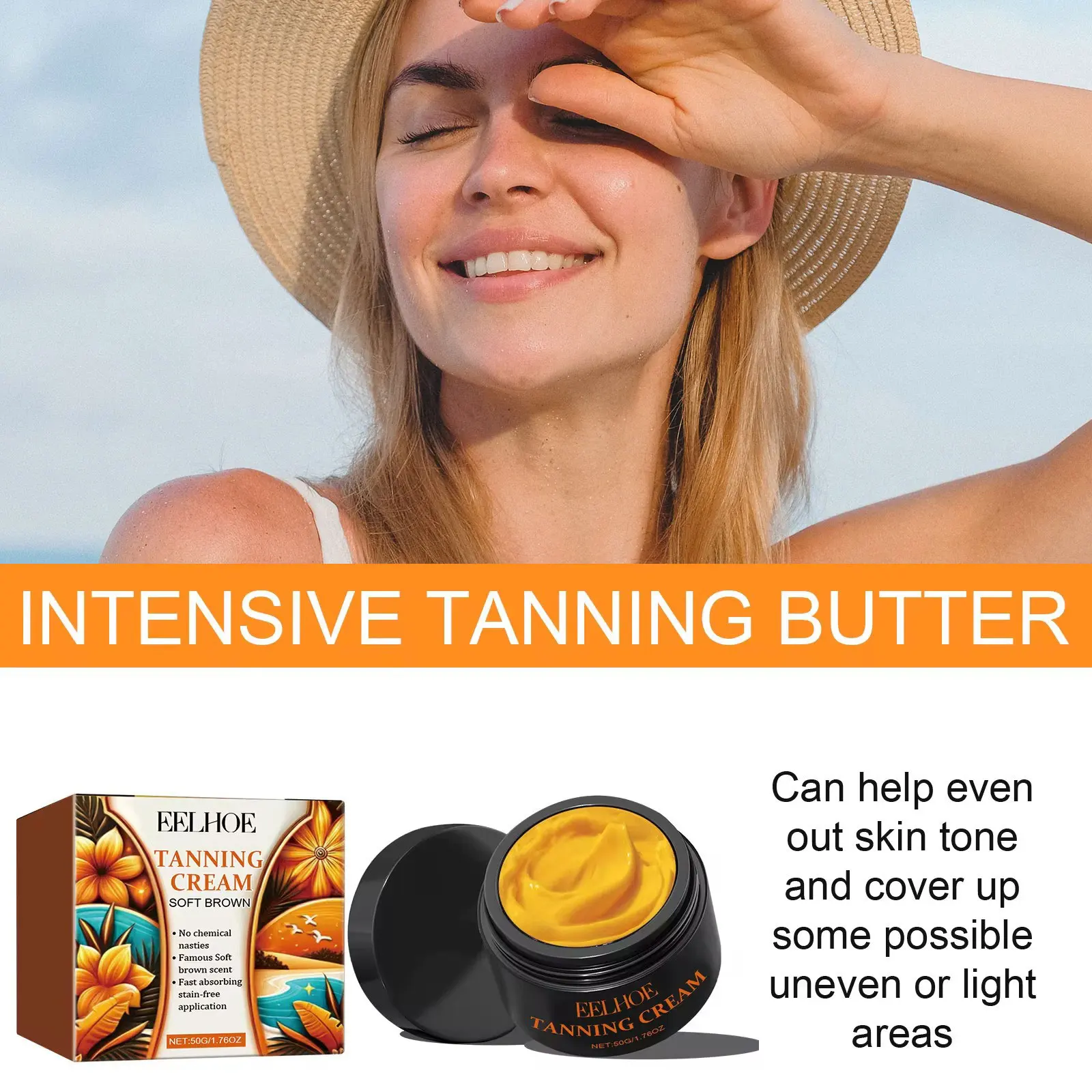 EELHOE Tanning Cream Summer Beach Tanning Aid Lotion Intensive Gel Body Bronzer Lotion Nourish Self Tanner