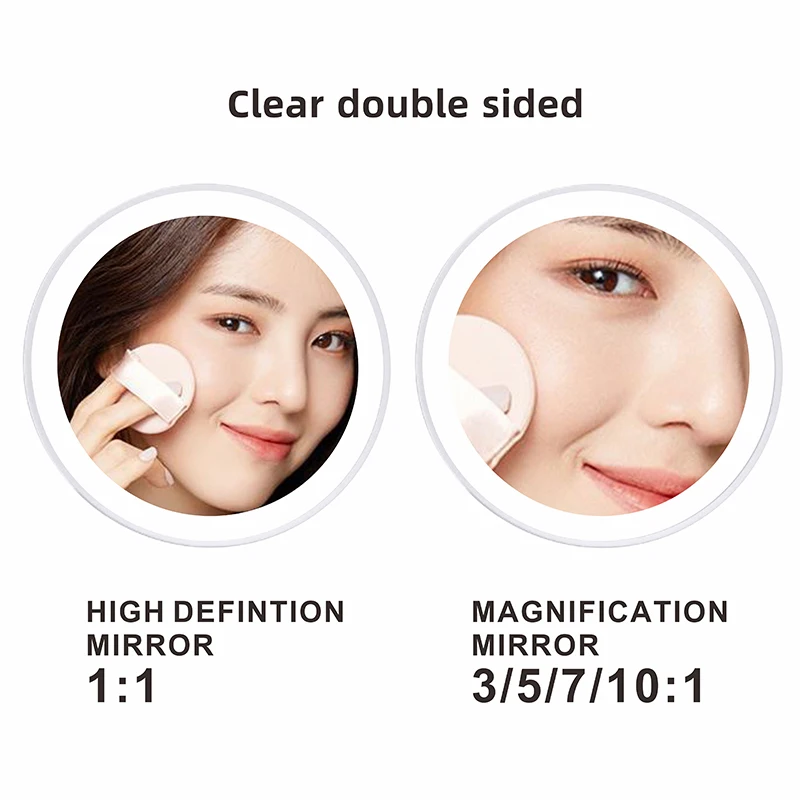 8 inch Makeup Mirror Chrome 3x/5x/7x/10x Magnifying Double Side USB Charging Bathroom 3 color light Smart Cosmetic Mirrors 3