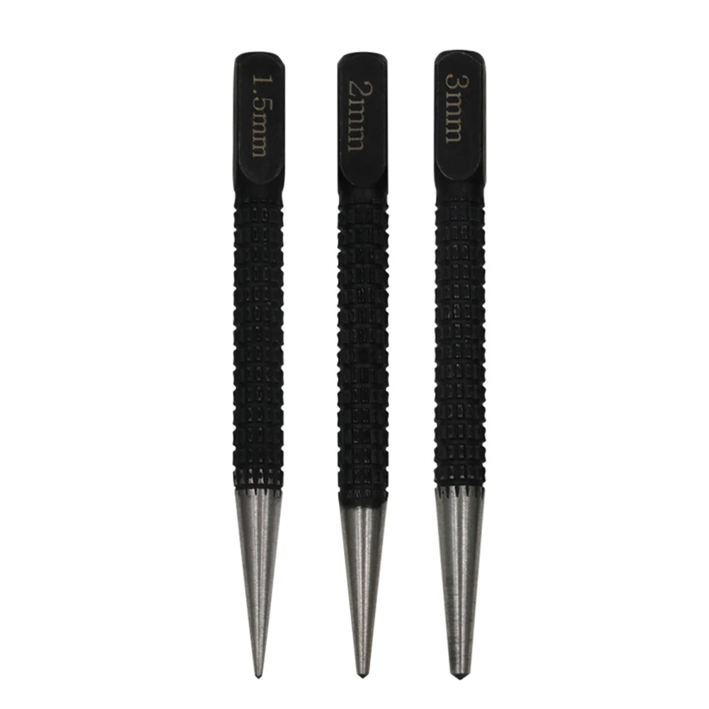 3Pcs 미끄럼 방지 센터 핀 펀치 세트 합금강 금속 목재 드릴링 도구 용 1.5/2/3mm 고 탄소강 센터 펀치