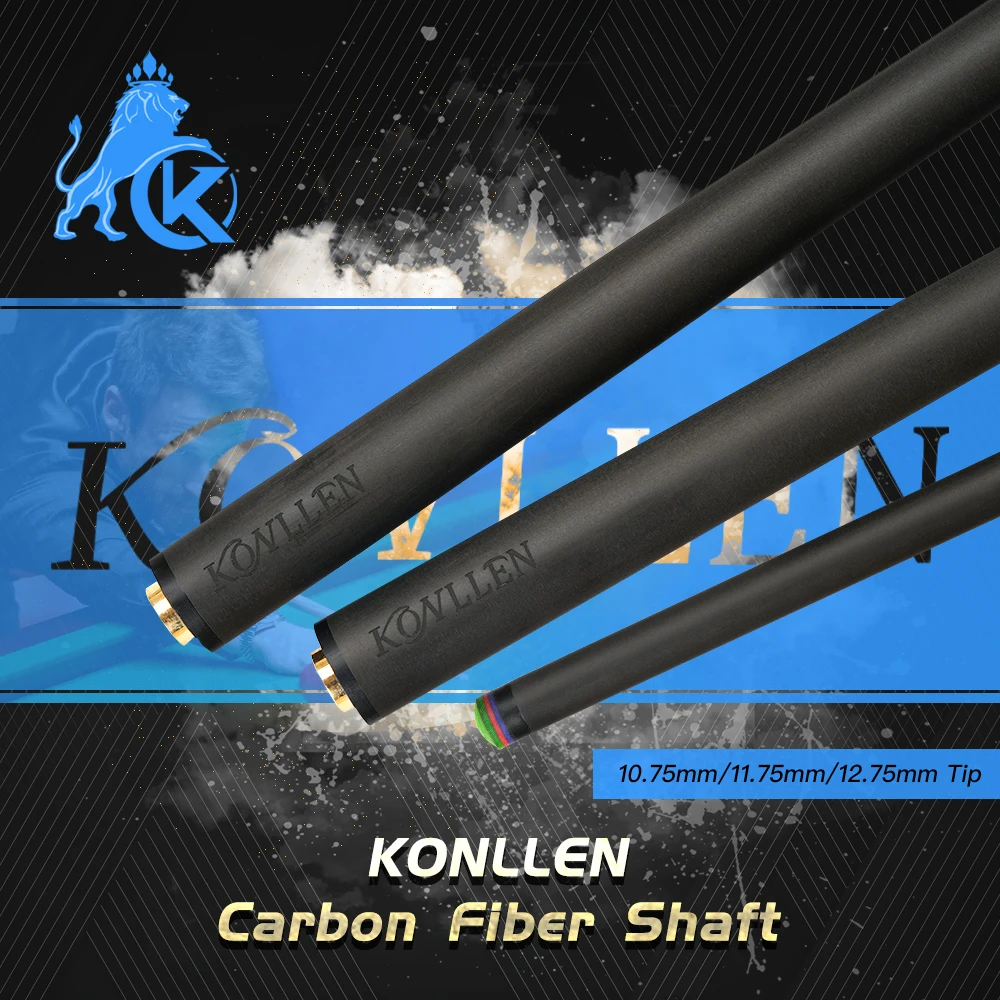 KONLLEN Carbon Fiber Shaft 10.75mm/11.75mm/12.75mm Tip Uni-loc/Radial Joint Technology Low Deflection Billiard Cue Stick Shaft