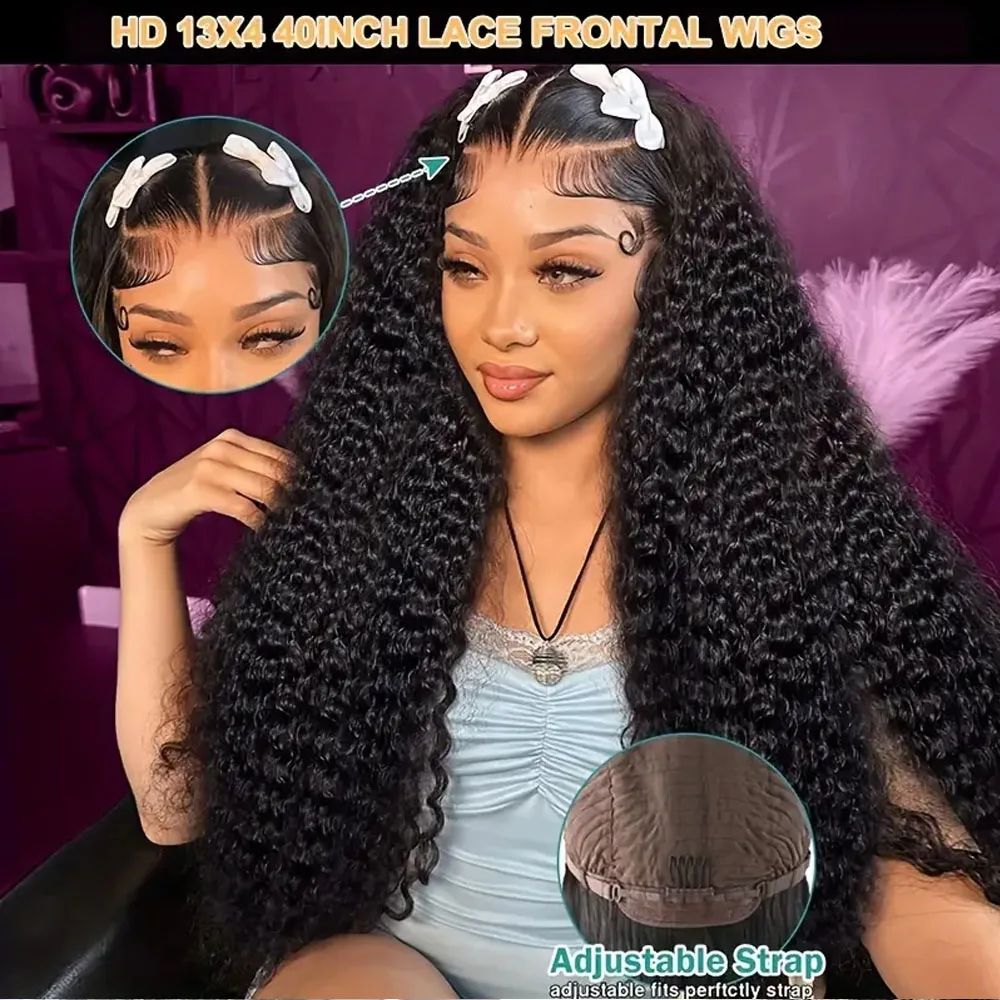 13x6 Brazilian Virgin Human Hair Jerry Kinky Curls 250% Density Real Human Hair HD13X4 Lace Front Wig Pre-Plucked Bleached Knots 4