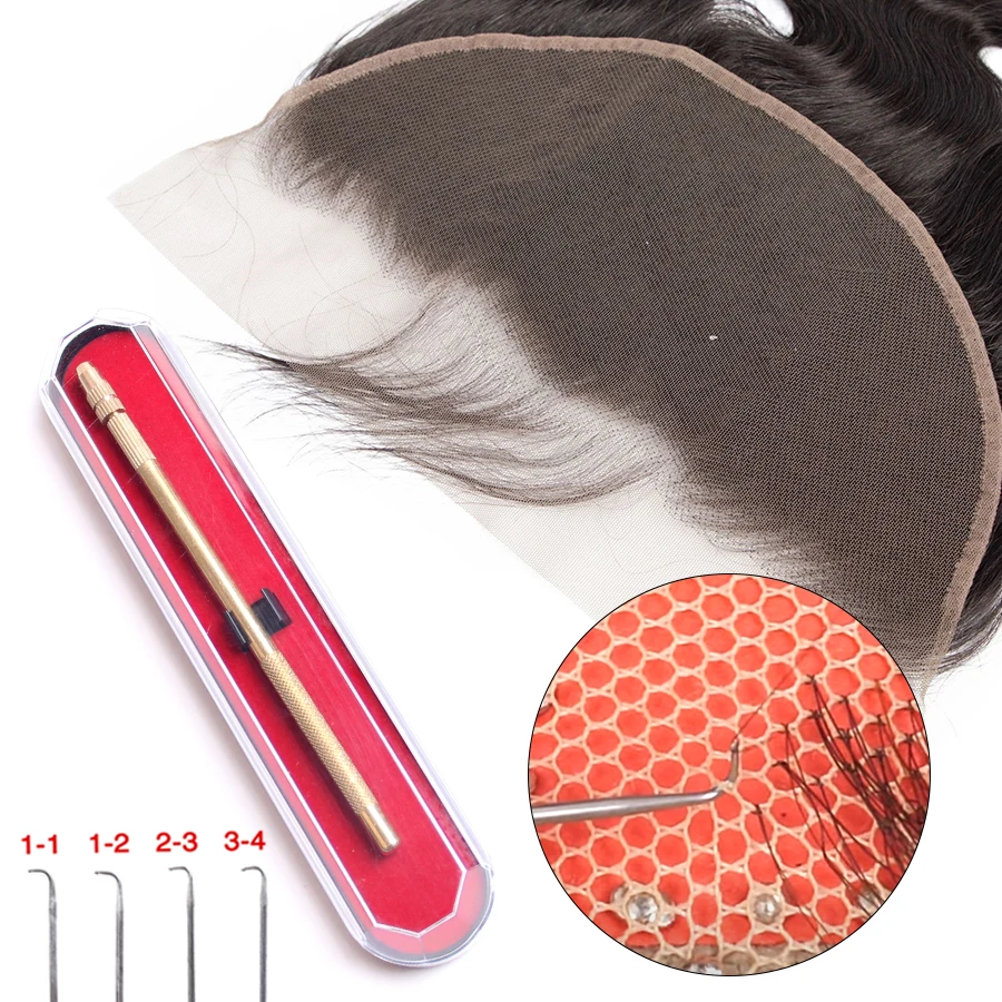 Alileader Ventilating Needle Wig Making 1Pcs Ventilating Lace Wigs Holder 3 Pcs Pins Black Rustproof Packaging hair extensions tool,lace wig needles