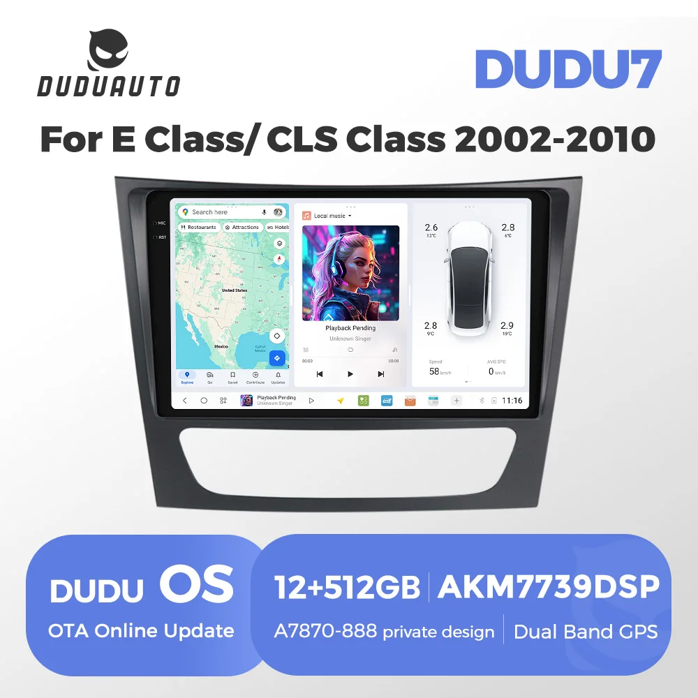 DUDUAUTO DUDU7 Auto Multimedia Radio Stereo Für Benz E-Klasse W211 E200 E220 CLS-CLK-G-Klasse W463 W209 W219 Carplay GPS 2DIN 4G BT