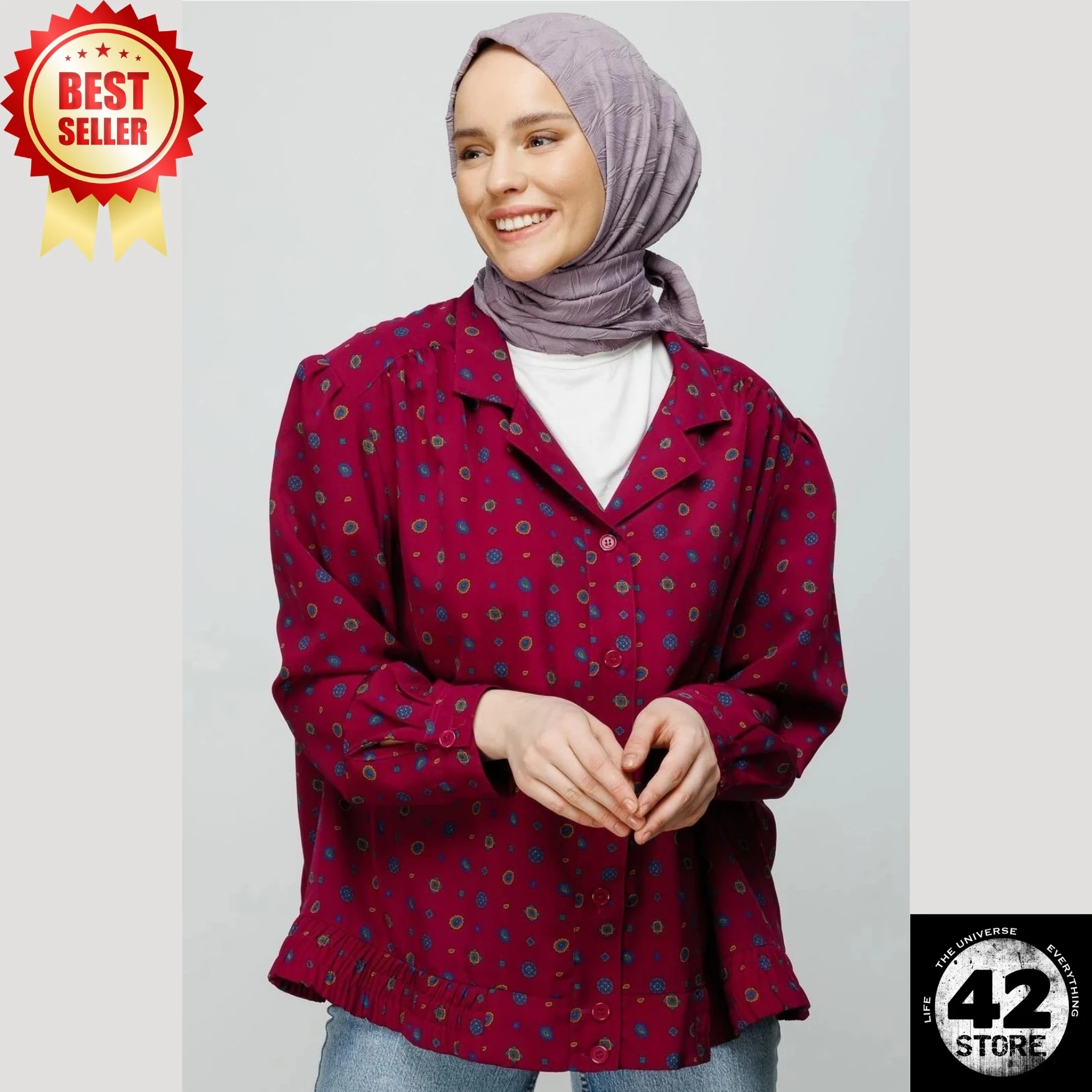 No Ironing Required, Can Be Used Without A Cap, Comfortable, Trendy Pleated Lavender Colored Bamboo Scarf