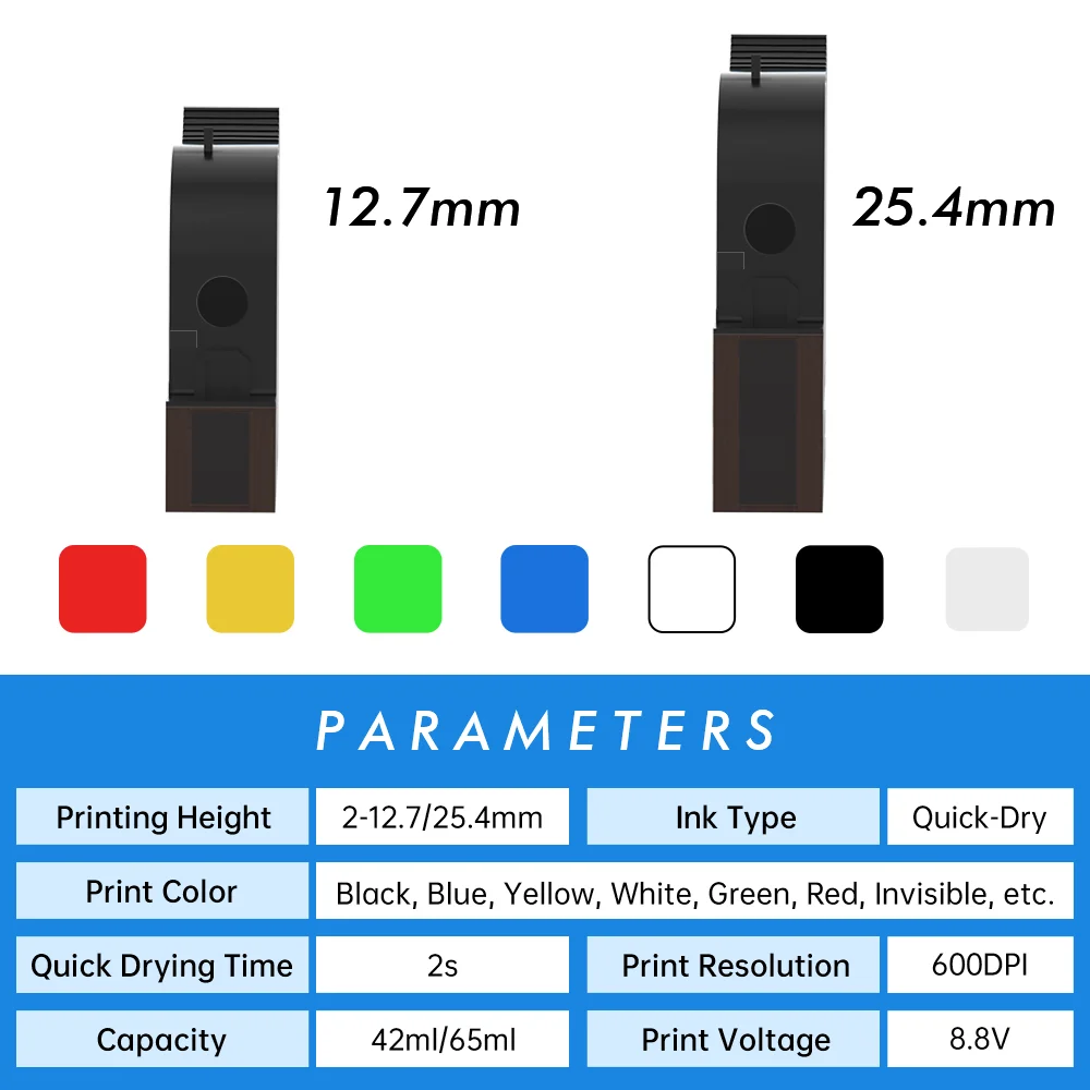 Inkjet ink cartridge 42ML Ink Cartridges For No Encrypted 12.7mm Handheld Inkjet Printers
