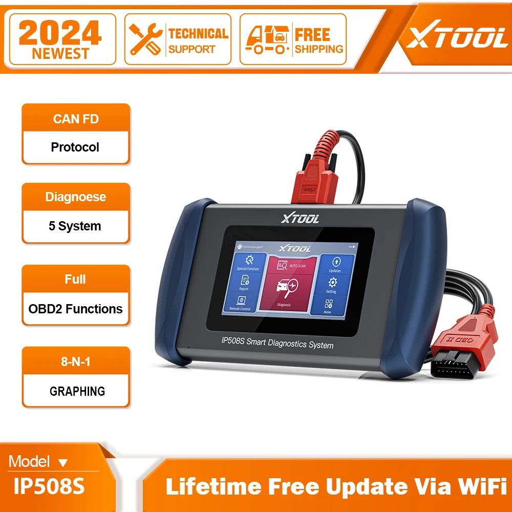 

XTOOL InPlus IP508S OBD2 Diagnostic Tools Automotive Scanner With BT/Android 10 Throttle Relearn ABS SRS Airbag Engine AT EPB