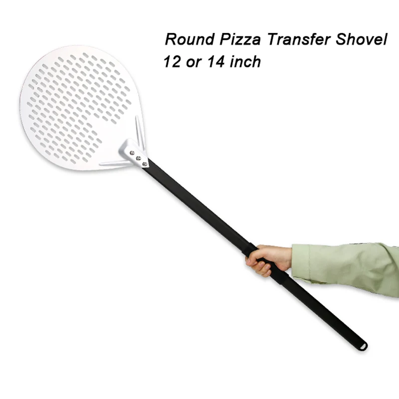SHANGPEIXUAN 12 inch 14 inch Pizza Peel Aluminum Pizza Shovel Anodized Peel Paddle Round Rectangular Spatula
