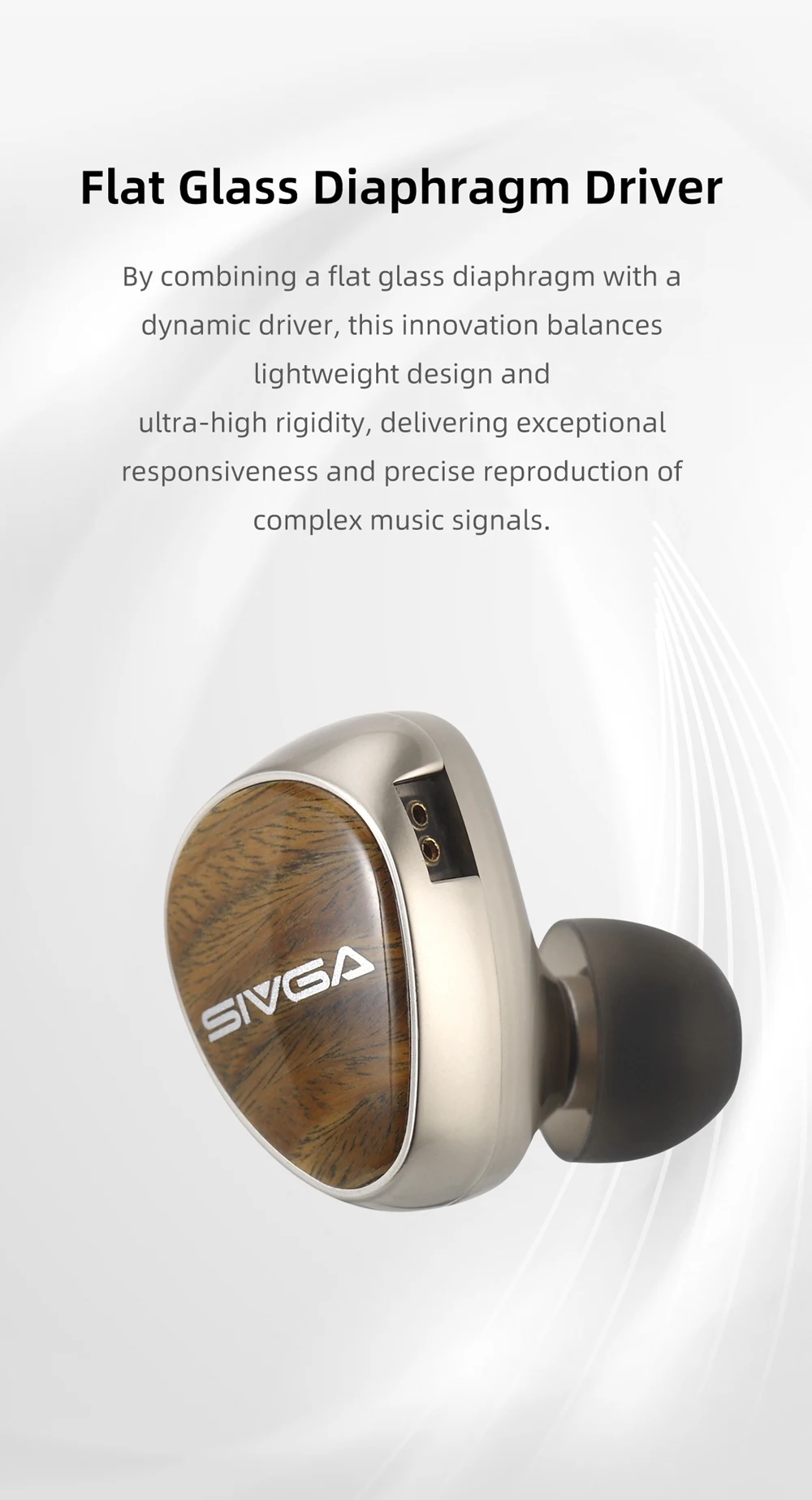 Sivga Que UTG Flachglasmembran, dynamischer Treiber, In-Ear-Kopfhörer, grünes Sandelholz, HiFi-IEMs mit austauschbarem Steckerkabel – Detail 3