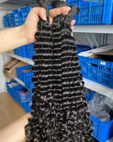 Cheveux humains naturels à tresser 26 28 pouces, ondulation profonde, en vrac, pour tresses bohèmes, sans trame, extensions de cheveux bouclés vierges 16A 5