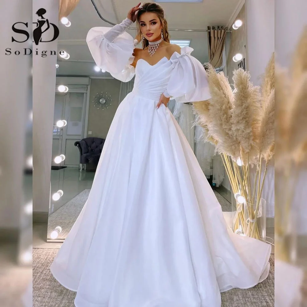 

SoDigne Organza Princess Wedding Dresses Detachable Sleeves A Line Wedding Gowns Long Women Formal Bride Party Dress 2024