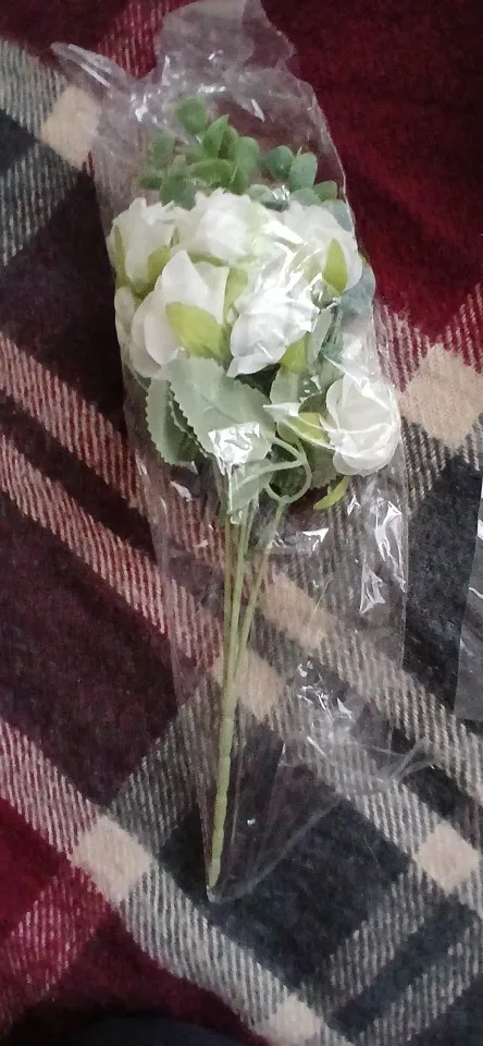 10 Heads Artificial Flower Silk Rose white Eucalyptus leaves Peony Bouquet Fake Flower for Wedding Table Party Vase Home Decor photo review