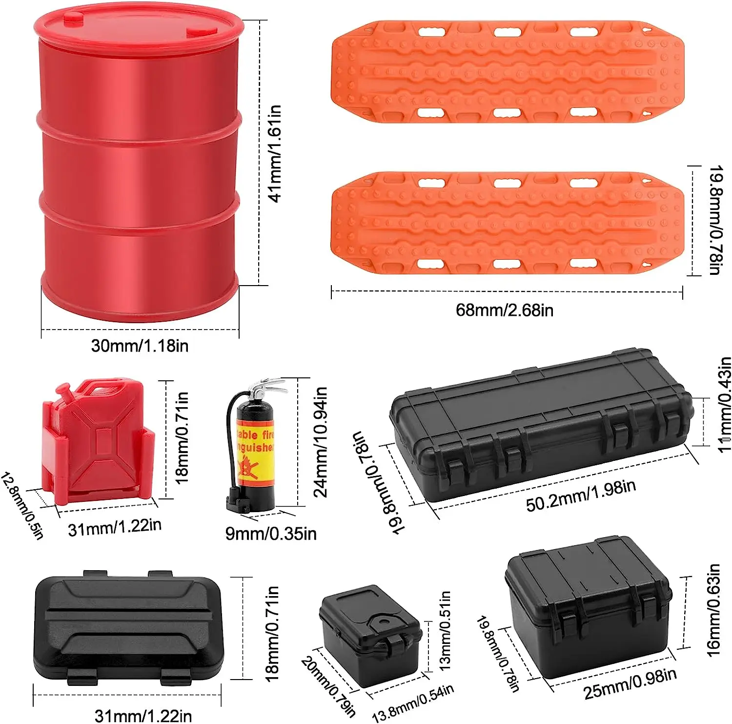 Kit Déco Accessoires Crawler RC 1/18 1/24 - 10 Pièces Simu