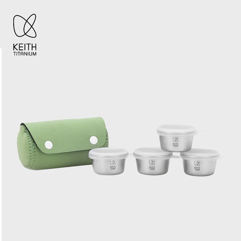 KEITH 4Pcs 미니 순수 티타늄 밀폐 용기 25ml 휴대용 EDC 항아리 보관 주머니 포켓 캐리 캠핑 여행 야외