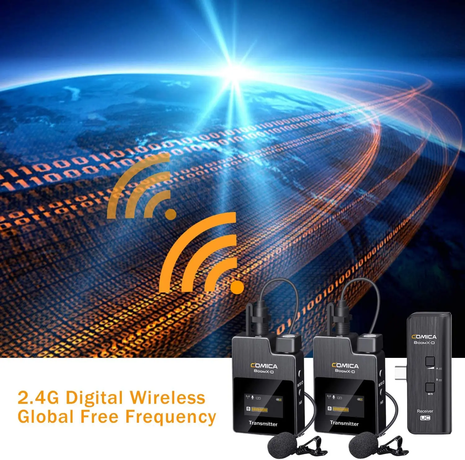 Micrófono inalámbrico Comica BoomX-D UC2 2.4G para teléfonos tipo C, micrófono Lavalier dual, 2 transmisores 1 receptor, micrófono Lav, para Samsung Galaxy Xiaomi HUAWEI, Podcast YouTube Facebook transmisión en vivo - Imagen 2