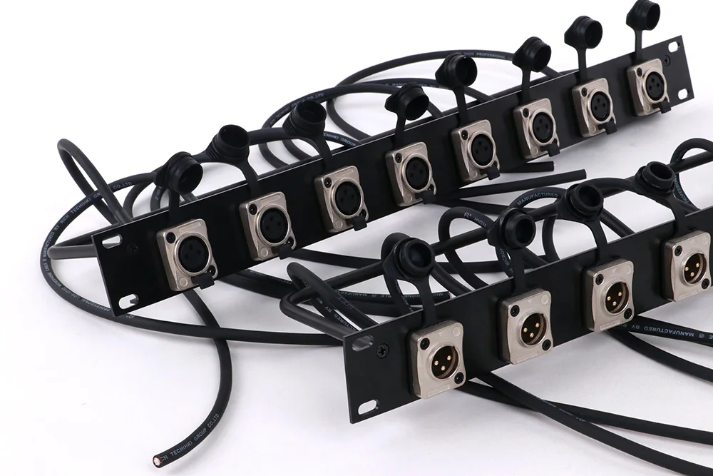 1pc Angepasst 1U Schrank Panel 8 Weg Jumper Rack, Wasserdichte 3Pin XLR Männlich/Weiblich MIC Chassis Buchse + audio Abgeschirmt Draht Öffnen – Detail 8
