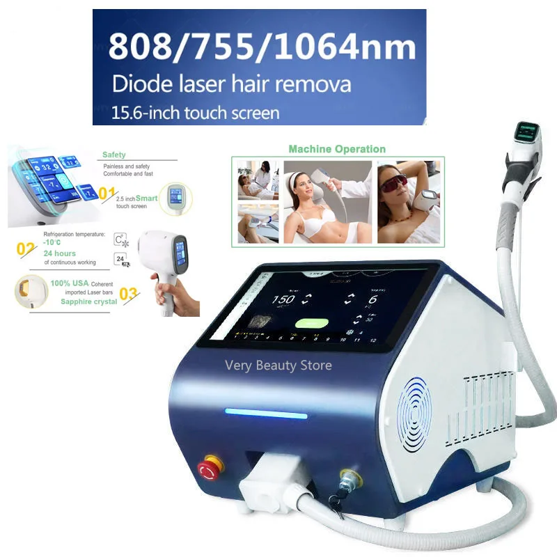 

2024 Professional 808nm Diode Hair Removal Machine 808 755 1064 Permanent Hair Remover Equipment Painless Body Epilator Device